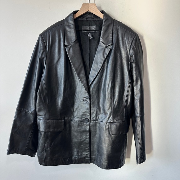 Genuine Leather Blazer Jacket By Jacklyn Smith Classics Size 26W - Picture 12 of 13